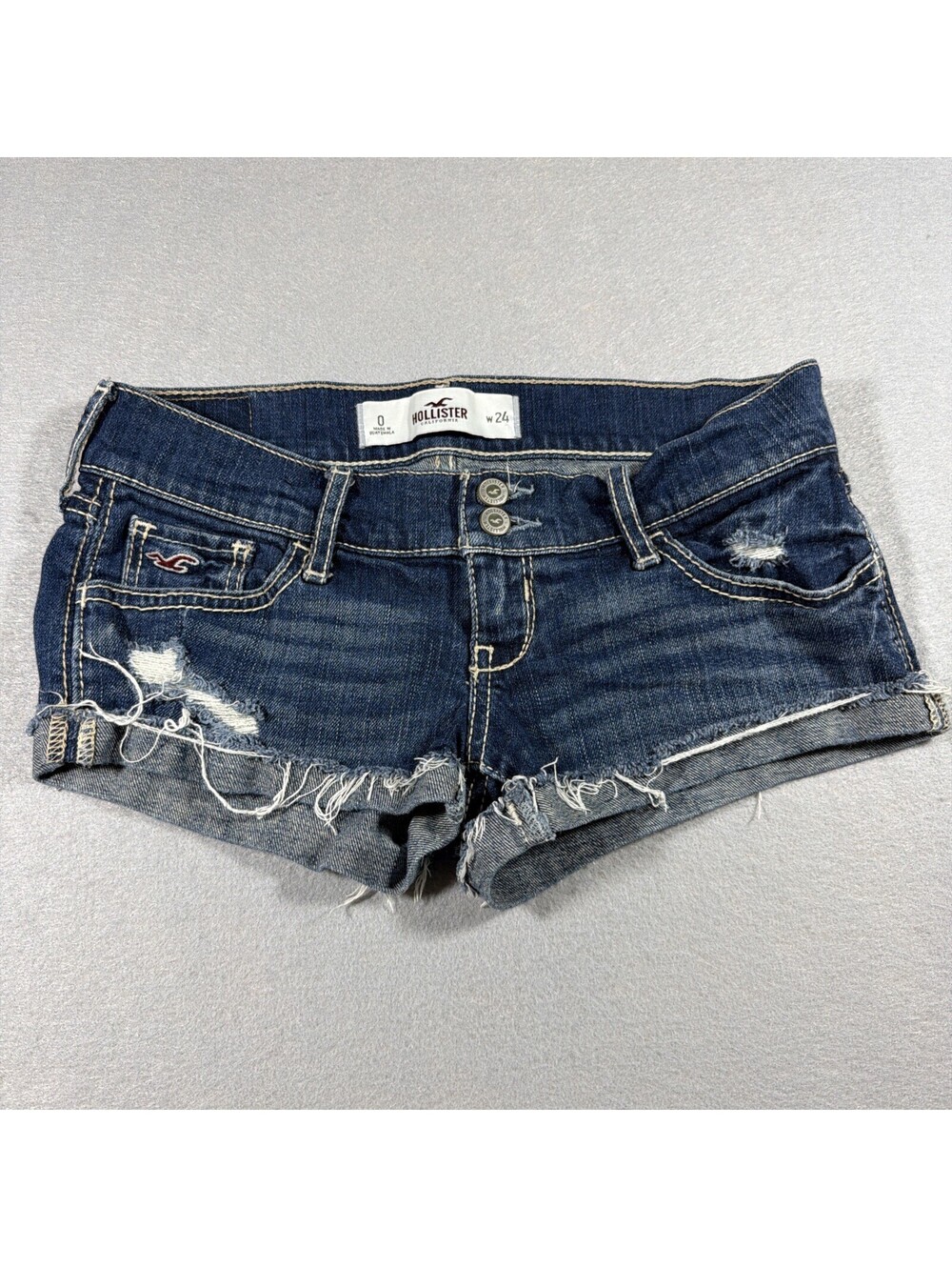 Hollister Vintage Y2K Low Rise Distressed Denim Micro Shorts - Size 0 / W24 0155